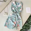 Flower Print Jumpsuits Women Chic Notched Collar Sleeveless Playsuits Fashion Sashes Wide Leg Female Bodysuits 49999 210422