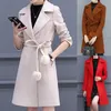 Women's Wool Women's & Blends SAGACE Women Lapel Mid-length Slim Coat Cute Little Chic Decoration With A Small Ball Long Sleeve Outdoor