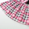 6M-4Yバレンタインデーの幼児ベビー幼児子供女の子服セットRuffels Heart Tシャツピンク色の格子縞のスカート衣装210515