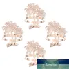 4pcs Stylish Palm Tree Napkin Buckles Electroplated Rings Decoration