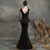 Abiti da sera Sexy Collo V-Collo Appliques Perline Mermaid Prom Dress Piano Lunghezza Disponibile Abito da Sera con maniche lunghe con maniche lunghe