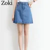 Zoki Sexy Women Denim Mini Skirt Fashion Summer High Waist Korean Black Blue Package Hip Jeans Harajuku Plus Size Cotton 220224