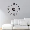 Horloge murale motif luxe grand bricolage 3D décoratif autocollant mural décor à la maison salon décoration de la maison miroir Art