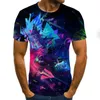 Herr t-shirts 2022 sommar 3d t-shirt färg tredimensionell fyrkantig digital tryckning kortärmad skjorta rolig