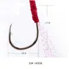 10Pcs/Lot Fishing Cast Jigs Assist Hook A10 Barbed Single Jig Thread Feather Pesca High Carbon Steel Lure Hooks