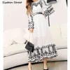 Elegant White Embroidery Dress for Woman Long Sleeve High Waist Bodycon Female Polka Dot Party Vacation es 210603