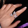 Cluster Rings GODKI Trendy 3 Borboletas Redimensionáveis Para Mulheres Cubic Zircon Finger Beads Anel Charme Bohemian Beach Joias Presente