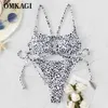 Omkagi Bikini Snakeskin Swimwear Sprzedaż Kobiety Swimsuit Lato Push Up Set Beach Nosić Biquini Kobieta 210712