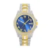 Orologi da polso orologi arabi per uomini hiphop di lusso ghiacciato orologio scricciolo oro rhinestone bling quarzo orologio da polso regali 292i