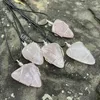 Collana con ciondolo in pietra preziosa naturale di quarzo rosa Filo avvolto a mano lucido burattato Guarigione irregolare Punto di cristallo rosa Collane in pietra Donna Ragazza Uomo Regali