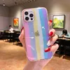 iPhone 13 Pro Max 12 11 XR 8 Plus IMD TPU PC 커버를위한 무지개 수채화 그라디언트 반짝이 전화 케이스