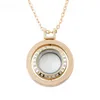 Crystal Rotatable Locket Necklace Round Pendant with chains for women DIY fashion jewelry will and sandy