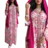 Etnisk Kläder Ab122Ramadan Mellanöstern Robe Abaya Tryckt Muslim Kvinnor Klänning Kaftan Marockansk Pakistansk Dubai Jelaba Kimar Islamique Femme