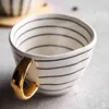 Креативная ручная окрашенная керамическая чашка для чая для чайных кофейных чашек с золотой ручной чаш