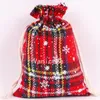 lattice 10*14cm Cotton Drawstring Bags Christmas bag candy gift wrapping Christmas Decorations T2I52418