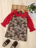 Toddler Girls Bear Print Peter Pan Collar Flounce Sleeve Klä henne