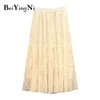 Korean Skirt Women Lace Hollow Out Casual Elegant Midi Skirts Woman Beautiful High Street Plus Size Falda Mujer XL-4XL 210506