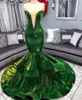 Vestido de fiesta verde oscuro de alta calidad Sirena de lujo con cuentas hasta el suelo Sin mangas Vestido de fiesta Vestido de fiesta por encargo Más tamaño disponible