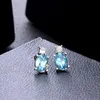 Prepare os brincos de cristal azul kcaloe Conjunto de zirconia de prata antiga para mulheres acessórios Bijoux Brincos Pendientes