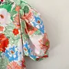 Neploe Maxi Sukienki dla Kobiet Koreański Vintage Eleganckie Vestidos Mujer V-Neck Rękaw Puff Robe Lace Up Slim Floral Dress 210422