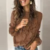 Camicia camicetta in pizzo Foridol camicetta autunno vintage camicetta da donna trasparente camicetta elegante casual floreale 210415