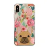 Funny Puppy Dog French Bulldog with Pink Flowers Soft Protective Clear TPU cases For iphone 12 11 Pro X XR XS Max 5 5S 6 6S 7 8 PLUS SE