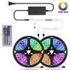 2021 RGB LED Strip Light 5m 10m 15m Wodoodporny Fiexble Lekka taśma LED Tape 5050 Lampy LED z sterownikiem wtyczki zasilającej