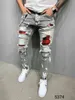 Mode Herren Loch Slim Hosen Stil Herrenfarbe Schwarz/Blau/Grau Hiphop Qualität Baumwolljeans 211111