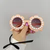 Crianças flor óculos de sol ins personalidade cores cores estrelas meninos meninas uv anti óculos de sol crianças pérolas frisadas óculos de proteção ao ar livre S1296