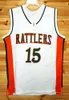 Maglia da basket Nikivip Custom Retro DeMarcus Cousins # 15 Rattlers High School cucita bianco arancione S-4XL nome e numero di alta qualità