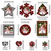 6pcs/Set Christmas Pendants Red Black Grids Xmas Photo Frame Stars Heart Shaped Adornments for Christmas Decorations XD24932