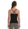 Yoga Vest Solid Color with Chest Pad Cross Back Tanks Camis stötsäkra toppar Running Fitness Sports Bras Gymkläder Kvinnor Underwea6632118