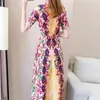 Retro chiffon vestido verão floral estilo étnico escritório senhora poliéster joelho-comprimento curto 210416
