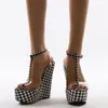 Sandals Wedge Woman Shoes Platform Gingham Breathable Wear-resistant Female Toes Rubber