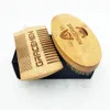 MOQ 100 Set Personalizado LOGO Men Beard Kit for Face / Head Hair Bigode Bamboo Brush and Dual Sides Comb Sets With Custom Box Black