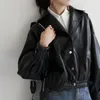 Mode cuir veste pour femmes à manches longues Biker moto Style court Faux cuir manteau dames lâche bouton Up vestes 210602