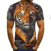 T-shirt grafica da uomo T-shirt divertente digitale 3d Ragazzi Fai da te Streetwear T-shirt Top casual traspiranti con motivo a leone Taglia Eur all'ingrosso