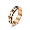 Engraved Star Moon Rotable Stainless Steal Ring Spinner Band Finger for Women Men Love Rose Gold Relieving Anxiety Fashion Jewelry Will and Sandy