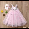 Clothing Baby Kids Maternity Drop Delivery 2021 Baby Girls Wedding Dresses Floorlength Ball Gown Bridesmaid Backless Elastic Tie Bow Lace 3D