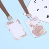 카드 소지자 2pcs 만화 귀여운 곰 펜던트 버스 케이스 배지 배지 커버 ID 신용 보유자 은행