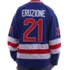 1980 Miracle på Ice Team USA 30 Jim Craig Jersey 17 Jack O'Callahan 21 Mike Eruzione Blue White Stitched Hockey Jerseys