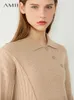 Minimalism Höst vintertröjor för kvinnor mode lapel spliced ​​kvinnliga pullover toppar 12040600 210527