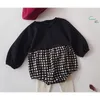 Korean Baby Bodysuits Minimalist Children's Clothes Cute Dot Butt-wrapped Jumpsuit Girl's Checked 210515