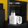 PD 30W Carga rápida 3.0 carregador USB 4 portas QC3.0 Carregamento rápido para Phon UE EUA Plug Universal Tabiet Tabiet Adaptador