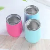 12oz Stemless Coffee Mug Stainless Steel Tumbler Double Wall Vacuum Beer Juice Eggshell Cup with Metal Straw and Clean Brush