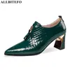 ALLBITEFO cuir véritable + texture pierre talons épais bureau dames chaussures marque chaussures à talons hauts automne/printemps femmes talons chaussures 210611