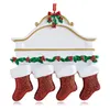 Resin Personalized Stocking Socks Family Of 2 3 4 5 6 7 8 Christmas Tree Ornament Creative Decorations Pendants HH21-625