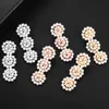 Pendientes de perlas simuladas de lujo de 56mm de marca para mujer circón cúbico de boda CZ Dubai pendiente nupcial bohemio gótico