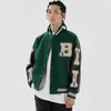 Hip Hop Furry Bone Patchwork Color Block Chaquetas para hombre Harajuku College Style Bomber Jacket Hombres Béisbol Abrigos 3 color 210909