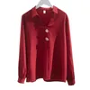 Primavera Tops Vermelho Blusas Mujer V-Pescoço Chiffon Shirt Plus Size Lantern Pullover Blusa Mulheres Manga Longa 8921 50 210415